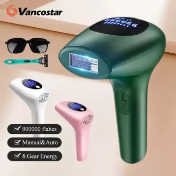 Лазерный эпилятор Vancostar IPL для удаления волос для женщин, профессиональный перманентный 900000 Бесболезненный электрический триммер Flash Бесплатная доставка