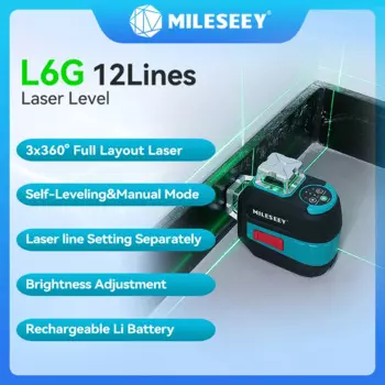 Лазерный уровень Mileseey 3D, 12 линий, 3*360, перезаряжаемый вручную