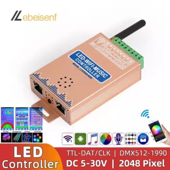 LC2000B музыкальный спектр RGB контроллер для WS2812B цифровая Пиксельная полоса 8-2048 пикселей фотографический контроллер со встроенным экраном