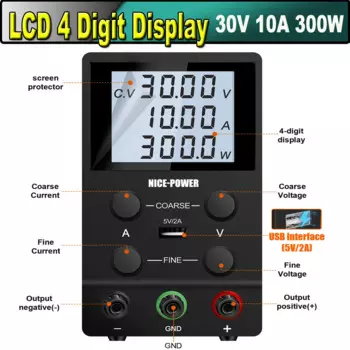 LCD 4 цифровой источник питания постоянного тока 30 В 10 А импульсный стабилизатор напряжения 120 В 3 А лабораторный настольный регулятор источника для ремонта печатных плат телефона USB