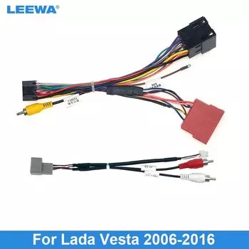 LEEWA автомобильный 16-контактный аудио жгут проводов с USB-кабелем для Lada Vesta Aftermarket стерео Установка провода адаптер