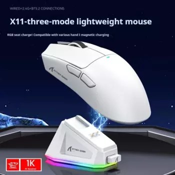 Легкая мышь Attack Shark X11 Pwa3311, проводная беспроводная Bluetooth с зарядкой RGB, игровая киберспортивная горячая распродажа, эргономичная мышь