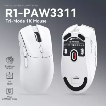 Легкая мышь New Attack Shark R1 Pwa3311, сенсорная Беспроводная Bluetooth-мышь для офиса, ноутбука, трёхрежимный режим