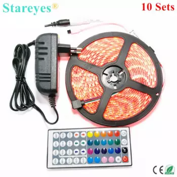 Лента светодиодная SMD 5050, 60 светодиодный одов/м, 300 светодиодов, 5 м, RGB, 10 комплектов
