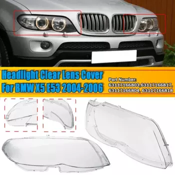 Левая/правая крышка объектива фар автомобиля, абажур для BMW X5 E53 2004 2005 2006, прозрачная крышка фары, крышка объектива
