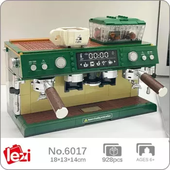 Lezi 6017 кафе автоматическая кофеварка с двойной головкой машина для напитков стакан из зерен DIY Мини блоки конструктор игрушка для детей без коробки