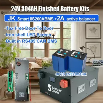 Lifepo4 24V 280AH 304AH готовая батарея Pack JK Smart 200A BMS литиевая аккумуляторная батарея для дома Solar RV EV Free Duty