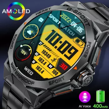 LIGE 1,43-дюймовый AMOLED-экран Смарт-часы для мужчин 400 мАч Большая батарея Bluetooth-вызов Смарт-браслет Артериальное давление Спортивные умные часы
