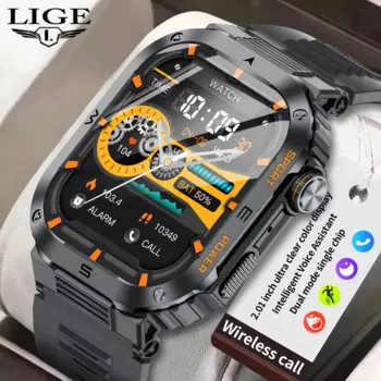 LIGE 2024, мужские умные часы с Bluetooth-вызовом, мониторинг здоровья, умные часы, спортивный трекер, браслет с беспроводной зарядкой для Android IOS