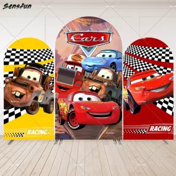 Lighteng Mcqueen гоночный автомобиль, искусственное украшение для мальчика, день рождения, арка, фон, крышка, красные автомобили, детский душ, изогнутая стена, баннер