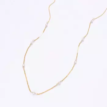 Lii Ji крошечное 3 мм пресноводный жемчуг Американский 14K позолоченная цепочка ожерелье Модные минималистичные ювелирные изделия в стиле бохо