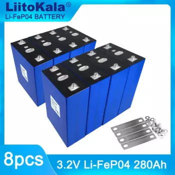 Liitokala 8 шт. 3,2 В Ач DIY 12 в 24 В Lifepo4 перезаряжаемый аккумулятор для электрического автомобиля RV солнечная система хранения энергии