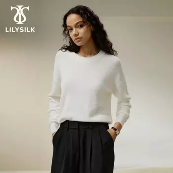 LILYSILK Женская мериносовая шерсть свитер 2023 зимний Повседневный пуловер с вырезом лодочкой Мягкий Роскошный топ Traf Бесплатная доставка