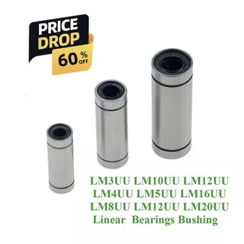Линейные подшипники LM3UU LM4UU LM5UU LM6UU LM8UU LM10UU LM12UU LM16UU LM20UU из стали