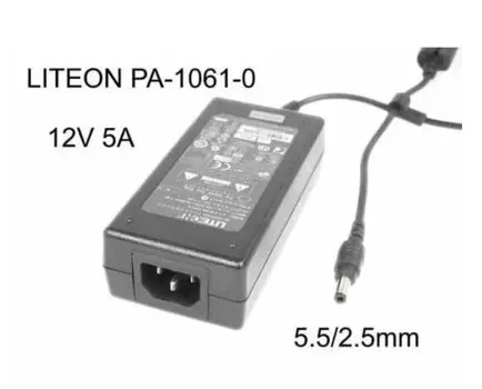 LITEON PA-1061-0, 12V 5A, Barrel 5,5/2,5mm, адаптер питания IEC C14