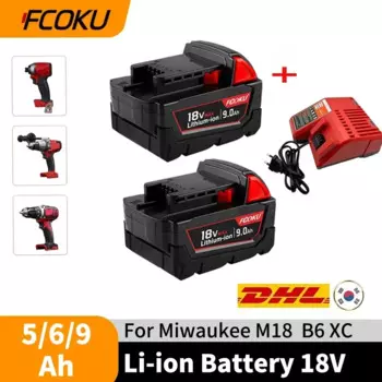 Литиевая батарея 18 в 1850 Ач для аккумулятора Milwaukee M18 XC48-11-1860 48-11-1840 48-11-1820 48-11-, зарядное устройство, аккумулятор для электроинструмента