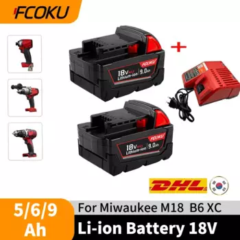 Литиевая батарея 18 в 1850 Ач для аккумулятора Milwaukee M18 XC48-11-1860 48-11-1840 48-11-1820 48-11-, зарядное устройство, аккумулятор для электроинструмента