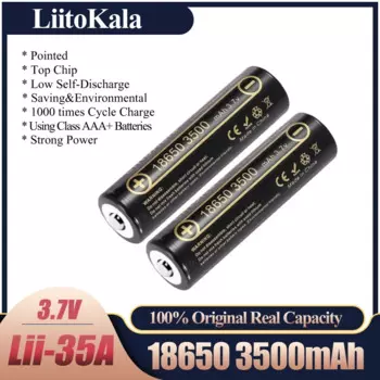 Литиевая батарея Liitokala, 18650, 3500 мАч, 3,7 в