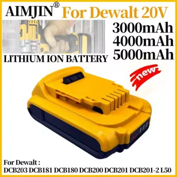 Литий-ионная аккумуляторная батарея для электроинструмента Dewalt DCB203 DCB181 DCB180 DCB200 DCB201 DCB201-2 L50, 20 в, 3000/4000/5000 мАч