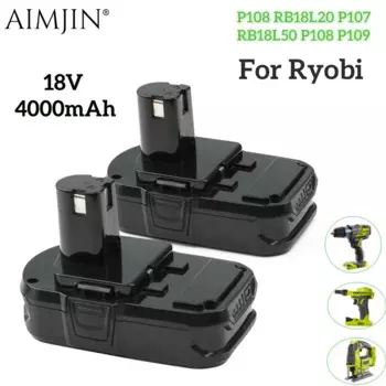 Литий-ионная аккумуляторная батарея высокой емкости 18 В, 4000 мАч для Ryobi Hot P108 RB18L40, аккумуляторная батарея для электроинструмента