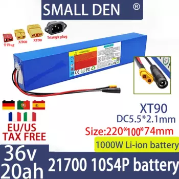 Литий-ионный аккумулятор 36 в 20 Ач 21700 10S4P, 1000 Вт, подходит для внешней резервной батареи с батареей 30A BMS для электроинструмента