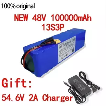 Литий-ионный аккумулятор 48 В 18650 100000 mAh 1000w 13S3P XT60 100Ah для 54,6v E-bike Электрический велосипедный скутер с BMS + зарядное устройство