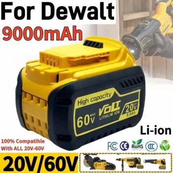Литий-ионный аккумулятор для Dewalt, 9000 мАч, 20 в/60 в, Ач
