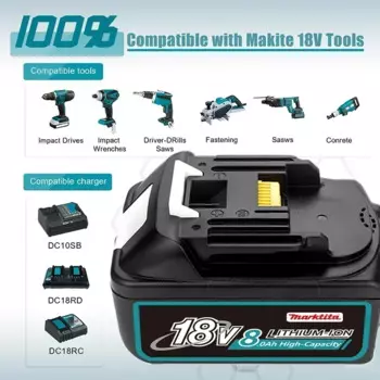 Литий-ионный аккумулятор для Makita 18 в, 9 А, подходит для электроинструментов Makita BL1860 BL1830 BL1850 LXT400