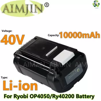 Литий-ионный перезаряжаемый аккумулятор для электроинструментов Ryobi RY40502 RY40200, 40 в, 10,0 Ач, OP4050, OP4026, OP40401