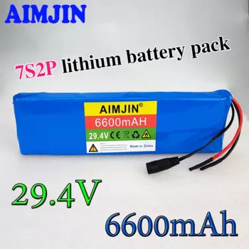 Литий-ионный перезаряжаемый аккумулятор высокой емкости 29,4 в 7S2P 18650 для электрического велосипеда, балансирующего скутера, аккумулятор 6600 мАч