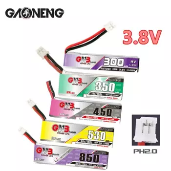 Литий-полимерный аккумулятор GNB 1S 3,8 в 300/380/450/550/630/мАч с разъемом PH2.0 для FPV гоночного дрона микро квадрокоптера вертолета радиоуправляемых запчастей