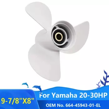 Лодочный пропеллер 9-7/8x8 подходит для Yamaha подвесной 25HP-30HP, 3 лезвия, Алюминиевый Пропеллер, 10 зубьев позвоночника RH OEM NO: 664-45943-01-EL