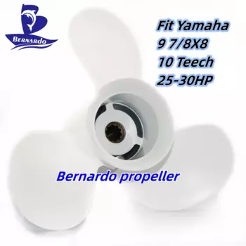 Лодочный пропеллер 9 7/8x8, подходящий для Yamaha подвесных двигателей 20 25 30 HP, винт из алюминиевого сплава, 3 лезвия, 10 зубьев, шлифовка относительной влажности