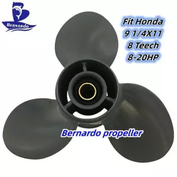 Лодочный пропеллер берндо 9 1/4X11 подходит для подвесного двигателя Honda 8 9,9 15 20 HP, винт из алюминиевого сплава, 3 лезвия, 8 зубьев, Сращивание относительной влажности