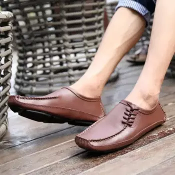 Лоферы мужские кожаные, Мокасины с одной педалью, деловая одежда, лето