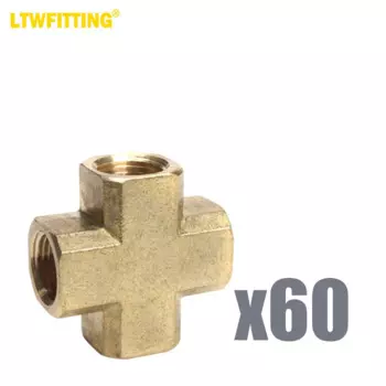 LTWFITTING Латунная Труба, Женский крестообразный фитинг 3/8 дюйма NPT, топливный, воздушный, водный (комплект из 60 штук)