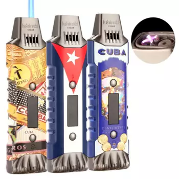 LUBINSKI 1 фонарь Зажигалка для сигар металлическая портативная зажигалка с Usb зарядкой многофункциональная 2 в 1 Бутановая газовая зажигалка для сигарет