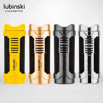LUBINSKI новая турбинная бутановая газовая зажигалка ветрозащитная металлическая фонарь с прямой зарядкой синее пламя уличные кемпинговые зажигалки для сигар