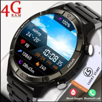 LUCKYSTART Смарт-часы для мужчин, новинка 2024, 1,6 дюйма, AMOLED-дисплей, спортивные часы, 4G ROM, голосовой звонок, локальная музыка, водонепроницаемые мужские умные часы