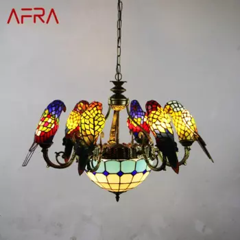 Люстра AFRA в виде попугая Тиффани, винтажная креативная цветная стеклянная Подвесная лампа, Декор для дома, гостиной, спальни, гостиницы