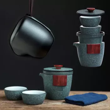 LUWU керамический чайник gaiwan с 2 чашками чайные наборы портативный дорожный чайный набор с дорожным мешком