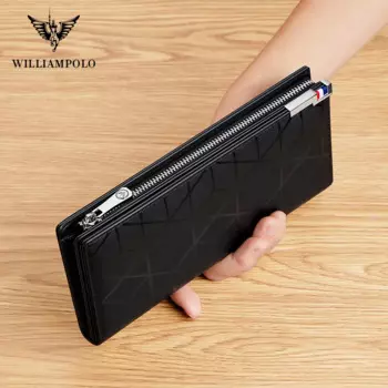 Люксовый брендовый мужской кошелек WILLIAMPOLO, Длинный кошелек из натуральной кожи, чехол для монет, Обложка для паспорта, Подарочный кошелек для мужчин, кредитный держатель для карт