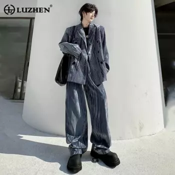 LUZHEN персонализированные модные пиджаки, комплекты из двух предметов, осенняя роскошная мужская одежда, стильный элегантный прямой костюм, брюки LZ3333