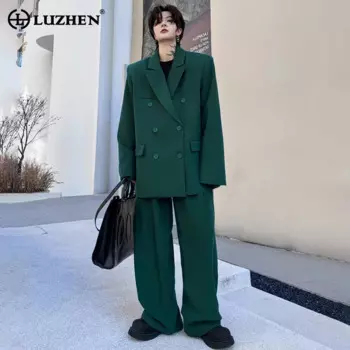 LUZHEN, Стильные двубортные блейзеры, комплект из двух предметов, Элегантный Модный 2024 оригинальный мужской костюм, брюки, новая одежда LZ6130