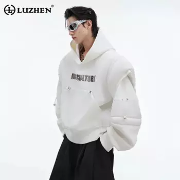 LUZHEN трехмерный пуловер с капюшоном, короткие свитшоты, дизайнерский Спортивный Повседневный осенний топ с кулиской, мужская куртка LZ5245