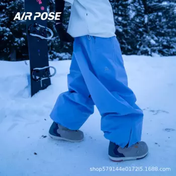 Лыжные штаны Airpose, женские зимние однобортные лыжные штаны, 2024, толстые бархатные водонепроницаемые свободные ветрозащитные зимние штаны, мужские и женские