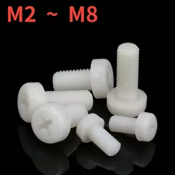Винты нейлон белые M2-M8 длина 4-60мм