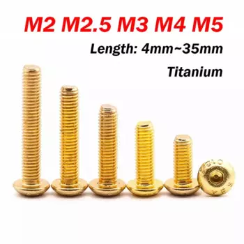 M2 M2.5 M3 M4 M5 Титановый сплав Сталь Позолоченная Кнопочная головка Винт с головкой под торцевой ключ Болты с шестигранной головкой для модели мотоцикла велосипеда