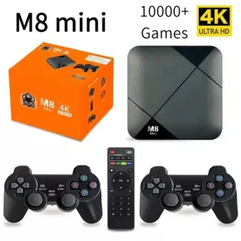 M8 Мини ТВ-приставка, контроллер системы Wi-Fi 4G/5G HD 4K H.265 iptv duplo S905, игровая консоль для видеоигр Android 10 64 ГБ 10000 + игр, беспроводная