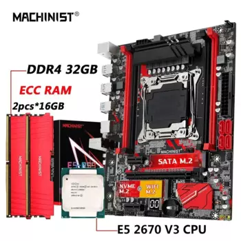 MACHINIST RS9 X99 Комбинированная материнская плата LGA 2011-3 Набор Xeon E5 2670 V3 Комплект ЦП Процессор DDR4 32 ГБ ОЗУ Память NVME M.2 четырехканальный
